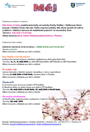 Program Malokarpatskej knižnice na máj 2013 Program Malokarpatskej knižnice na máj 2013