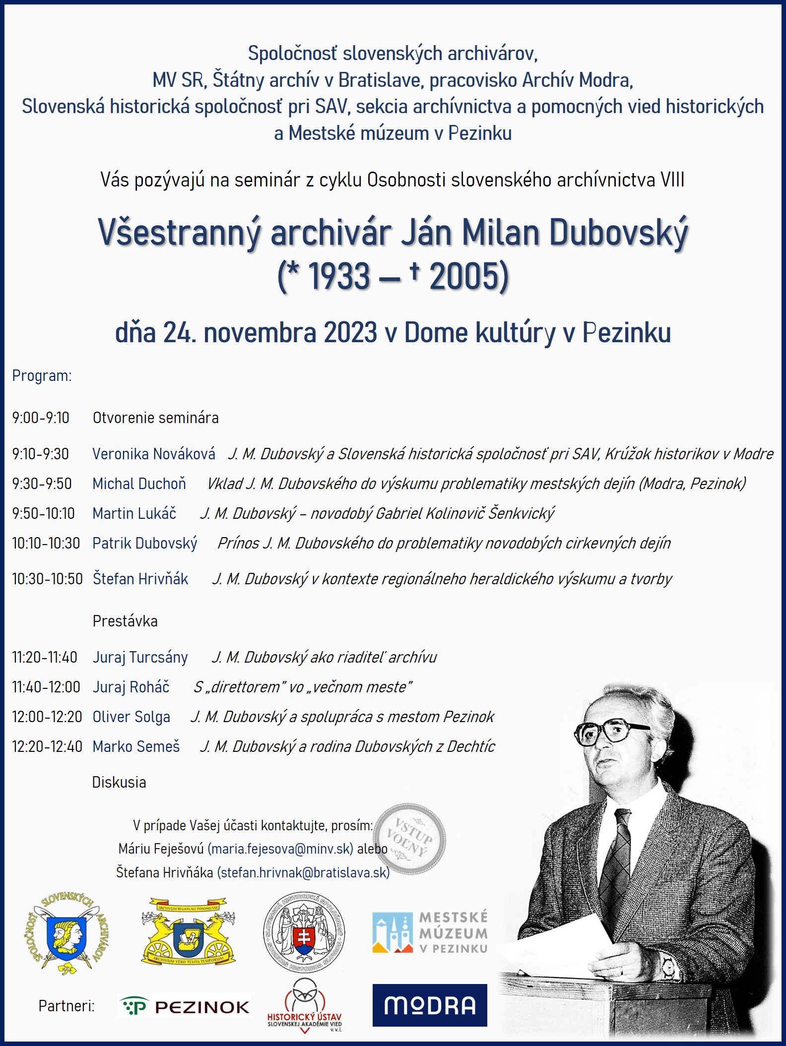 Všestranný archivár Ján Milan Dubovský