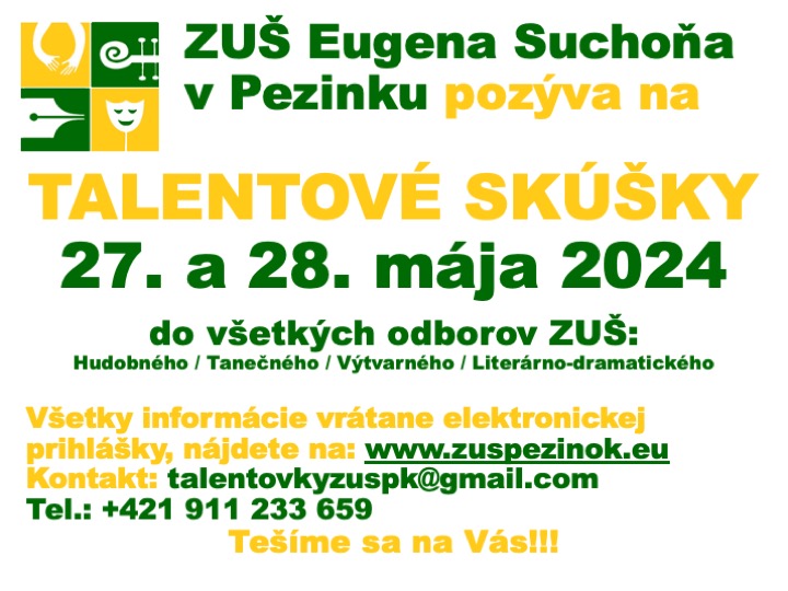 ZUŠ Eugena Suchoňa - Talentové skúšky