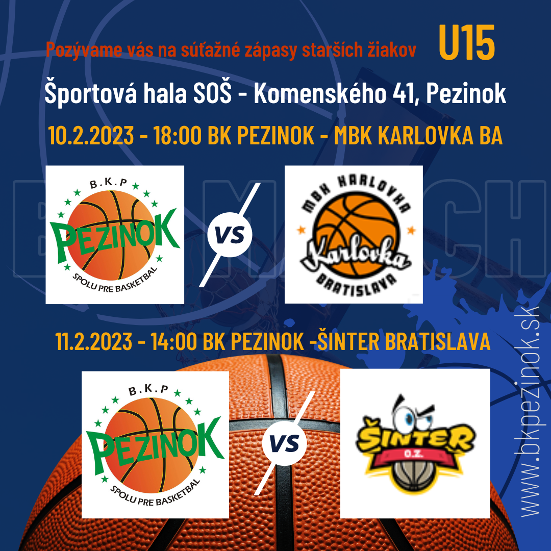 Basketbalové zápasy U15 a U11 Pezinok