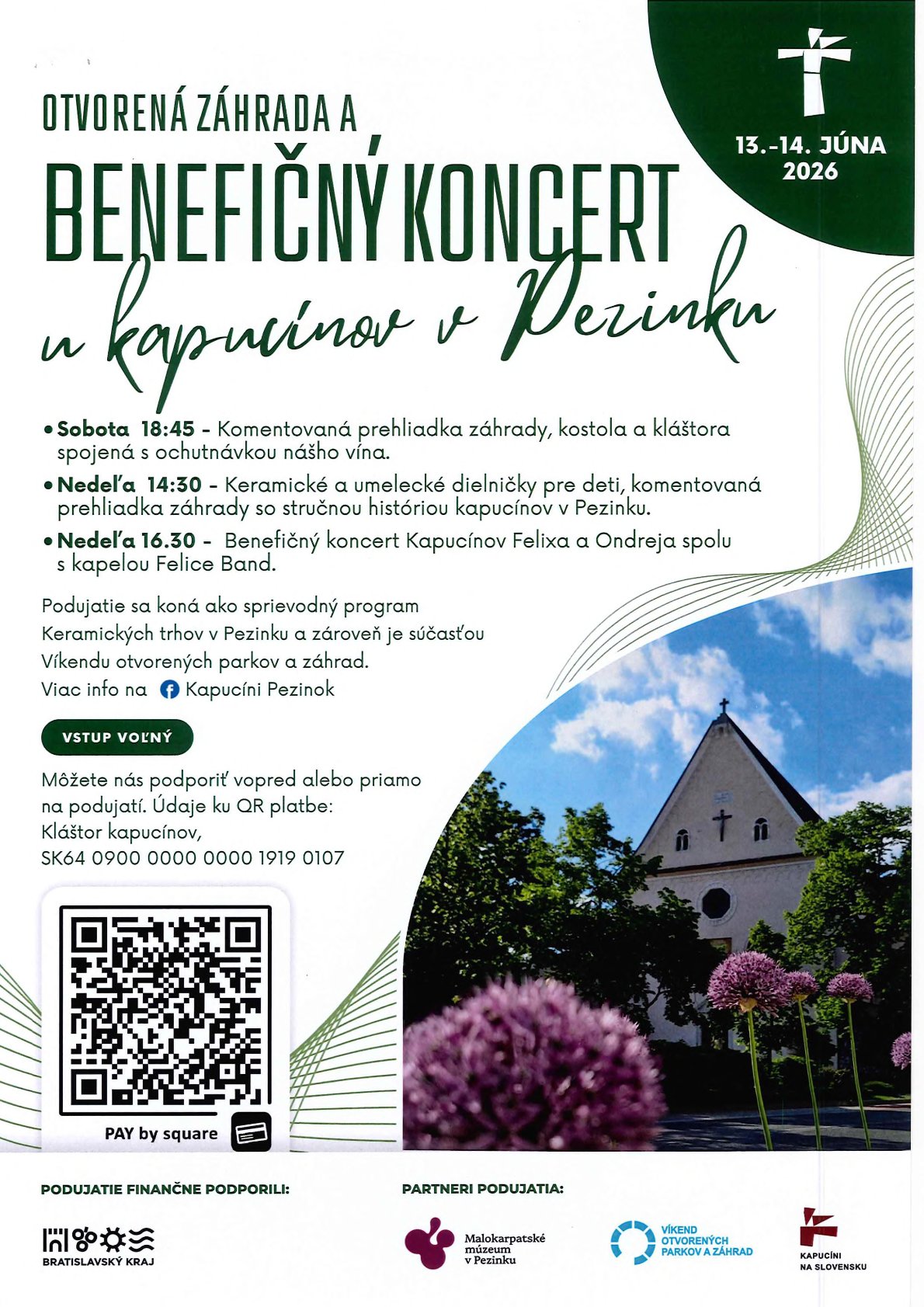 Otvorená záhrada a benefičný koncert u kapucínov v Pezinku