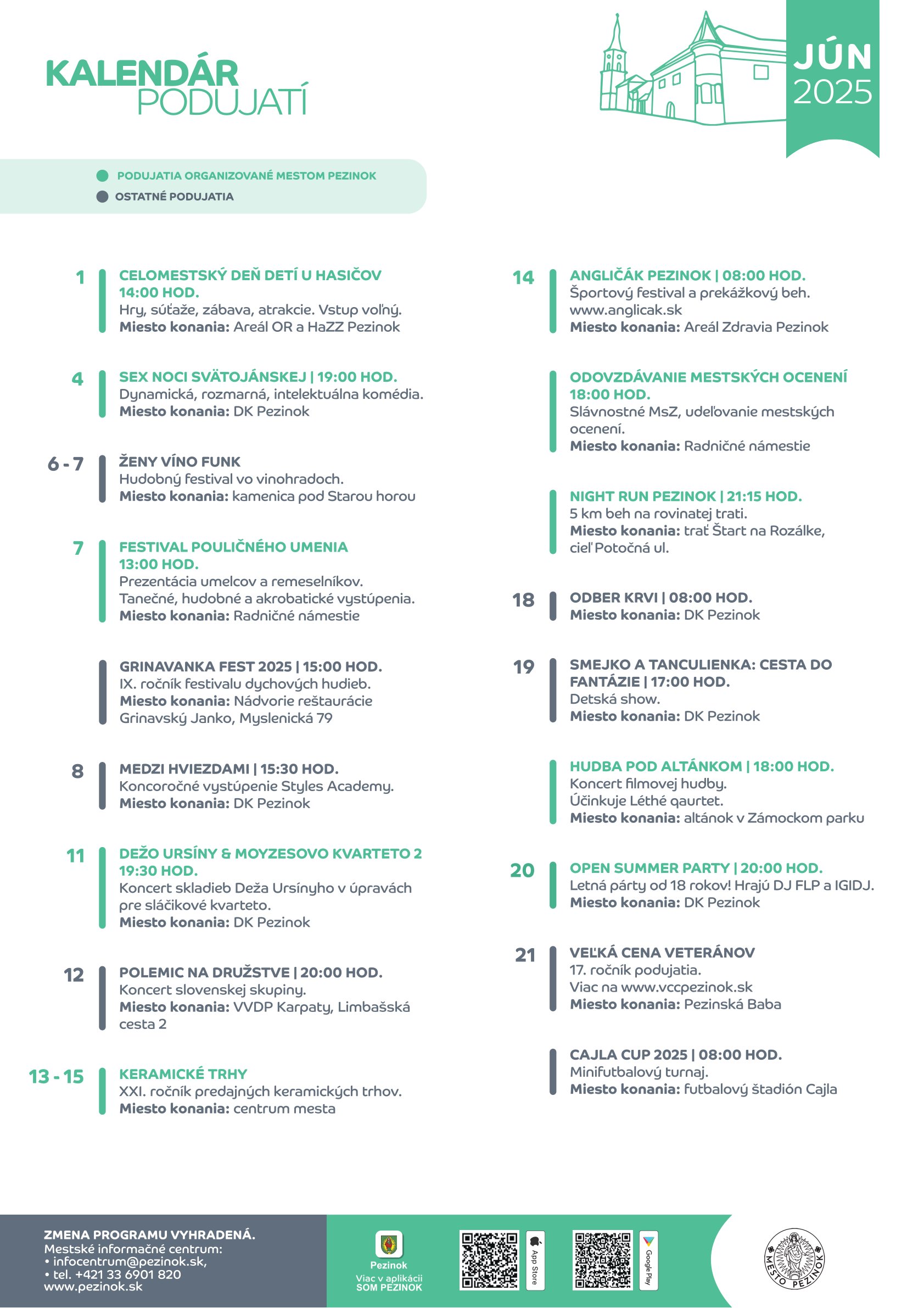 Program podujatí - 01.06 - 30.06 2025