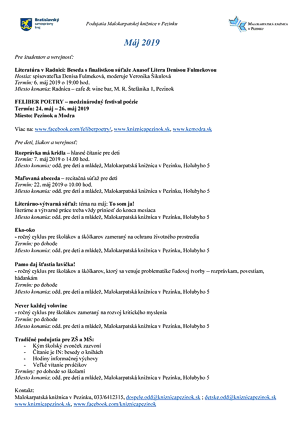 Program Malokarpatskej knižnice na tento mesiac Program Malokarpatskej knižnice na tento mesiac